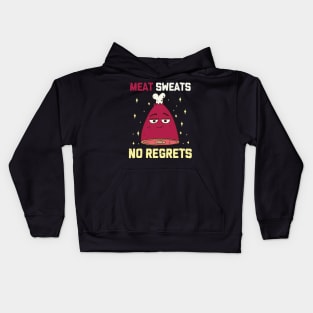 Meat Sweats No Regrets Funny Grilling Meat BBQ Ham Steak Kids Hoodie